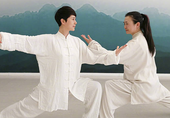 海清白衣耍剑太极